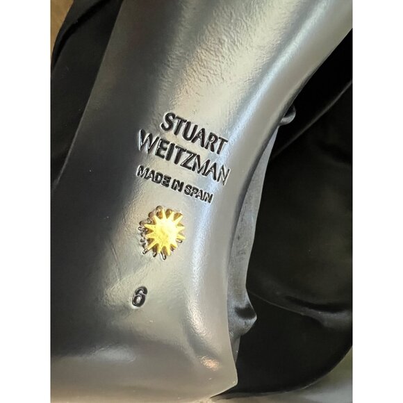 NEW Stuart WEITZMAN Strt Ruched 100 Satin Knee-High Boot in black Size 6 - Picture 7 of 12